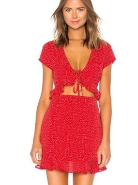 Superdown Mercy Red Polka Dot Cutout Dress